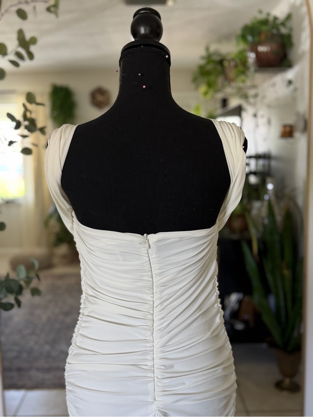 NWT Club L London Lost For Words Bardot White Ruched Draped Midi Dress Women's 8 - Picture 4 of 9